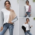 thumbnail image 3 of Moda mujer camiseta de empalme con cuello en V de manga larga casual suelta camisa de otoño superior Abanopi Gris/Extragrande, 3 of 7