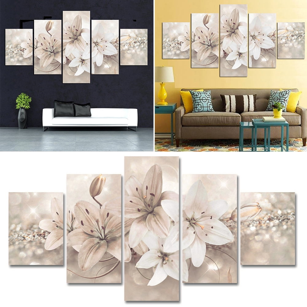 5 Pcs Modern Flower Canvas Wall Art Painting Wall Art Home Office Decor