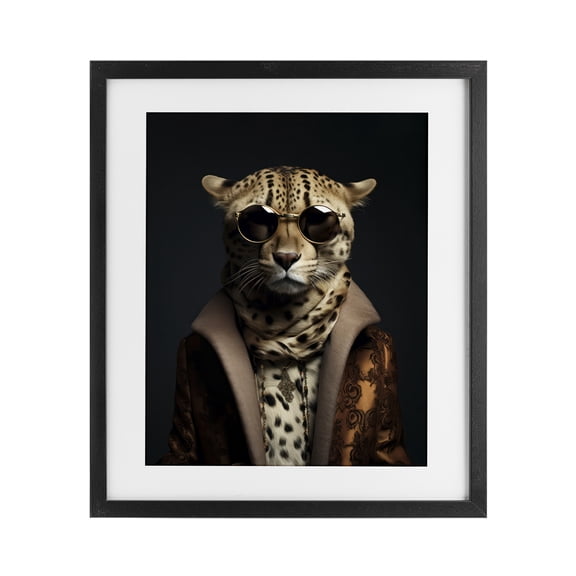 Stupell Industries Eclectic Luxury Cat Couture Black Framed Print Under Glass, 13 x 16, by Andrea Haase
