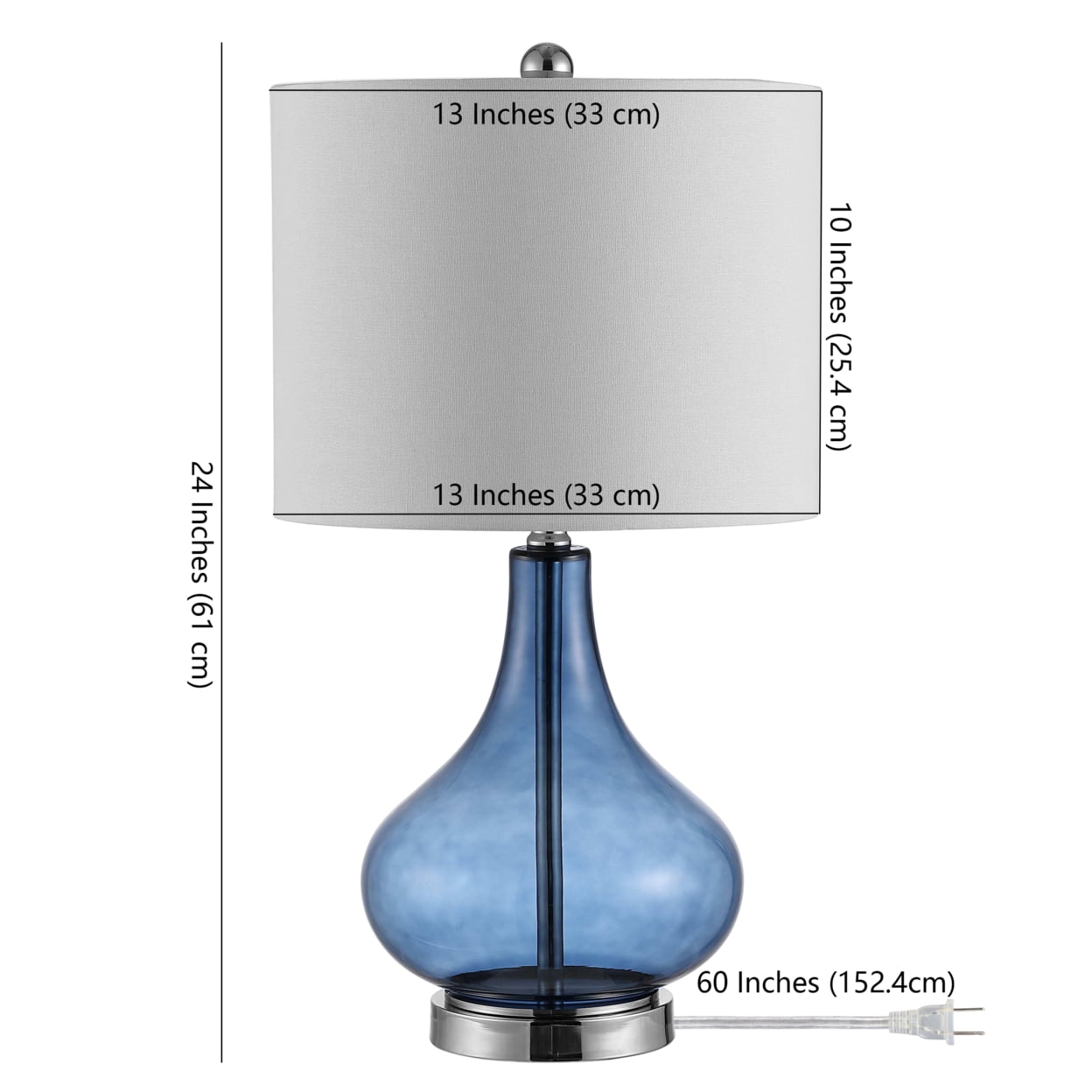 Safavieh Brooks 15 in 1-Light Modern Blue Table Lamps with Clear Glass White Transitional Shades