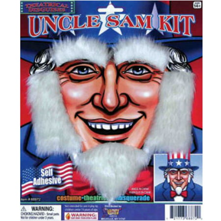 Uncle Sam Kit With Beard Sideburns And Eyebrows Costume Accessory