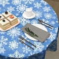thumbnail image 5 of Winter Blue Snowflakes Round Tablecloth Blue and White Round Christmas Table Cover 60 Inch Washable Xmas Holiday Table Cloth for Home Kitchen Dining Room Patio Picnic Party Indoor Outdoor Decor, 5 of 6