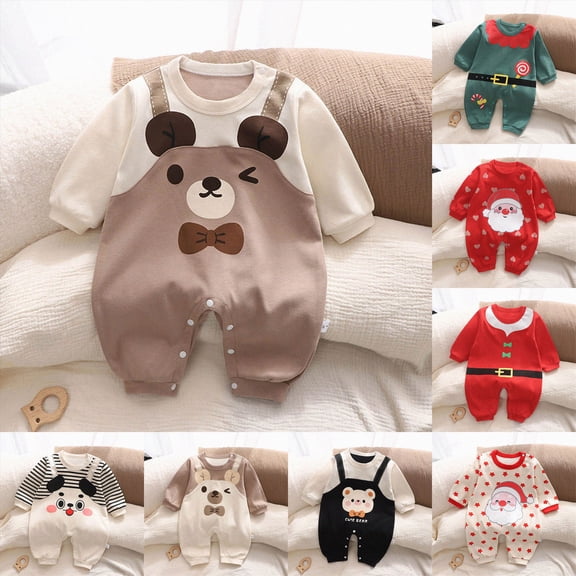 0-3 Months Newborn Preemie Boys Girls Underwear Pajamas Rompers Home Clothes Baby Boys Girls Bodysuits Cute Cartoon Print Long Sleeved Bodysuits Red Bodysuit Baby Gift
