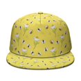 thumbnail image 2 of Honeybee Print Flat Brim Cap - Cute Bee & Hive Pattern Snapback Hat - Urban Style Adjustable Baseball Cap - Gift for Bee Lovers, 2 of 5