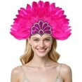 thumbnail image 2 of VISALY Women's Oversized Feather Headpiece Sparkly Festival Hair Clips Feather Hair Accessory Trendy Heardband Fashionable Dress-Up Headwear for Stage Performance Head Wear Hot Pink One Size, 2 of 4