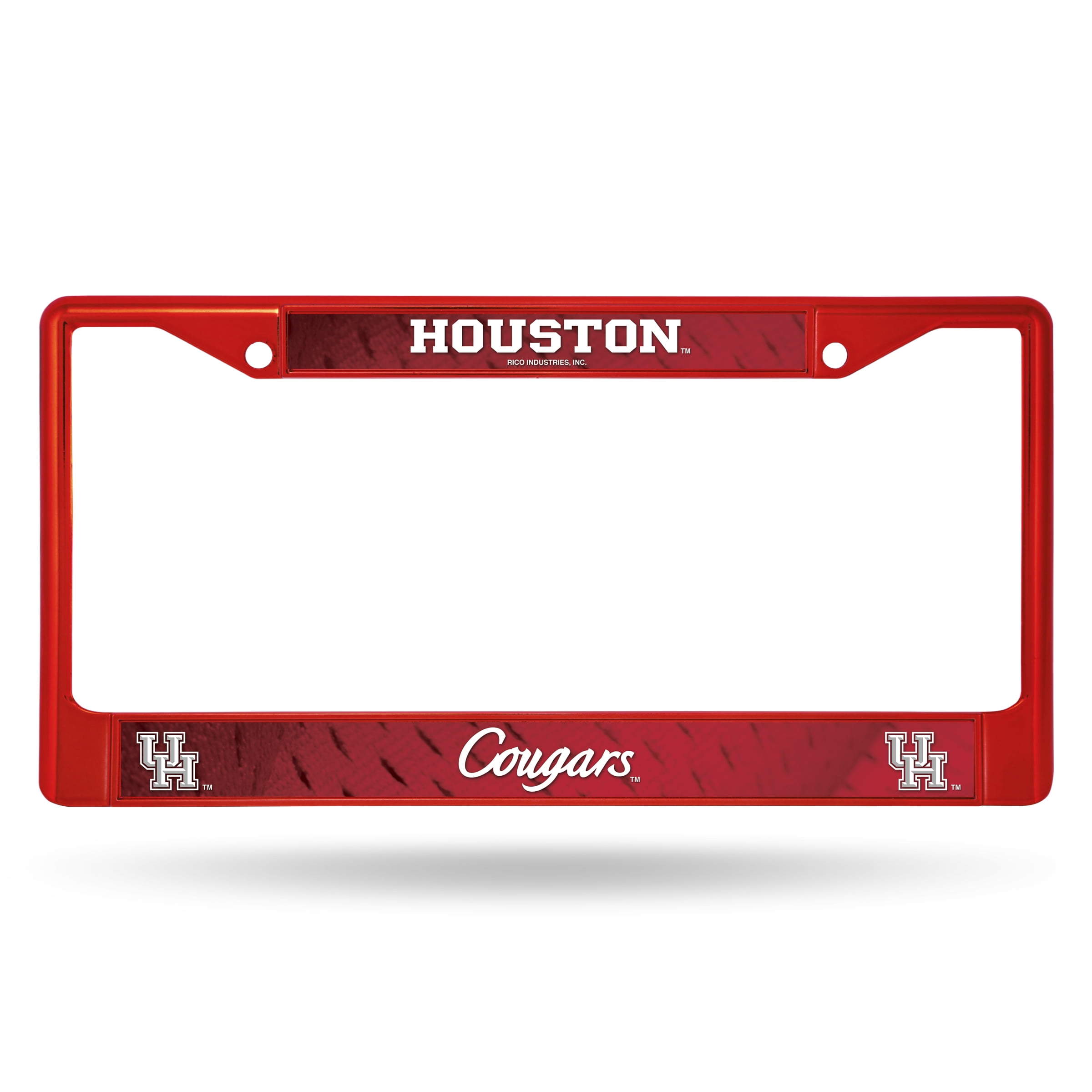University of Houston Cougars Red Painted Chrome Metal License Plate