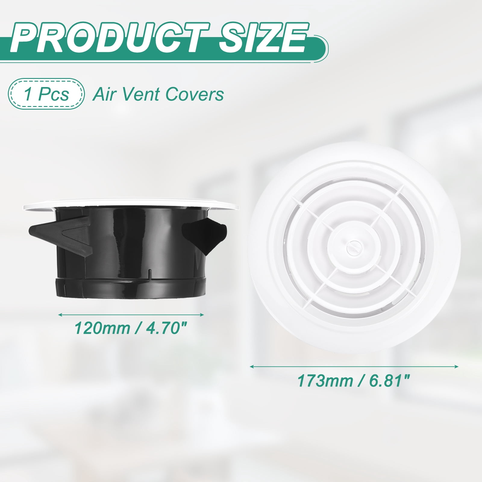 Uxcell Soffit Vent 5" ABS Adjustable Round Louvered Vent Cover Grille Cover Ceiling Diffuser for Home Bathroom Office Kitchen Ventilation System