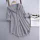 thumbnail image 2 of Gibobby Camisa&nbsp;Moda Mujer Blusa de manga larga a rayas con botones largos para mujer, cuello vuelto, blusa holgada para mujer（Negro， L), 2 of 4