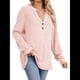 thumbnail image 2 of Camisa Henley de Larga para Mujer, Cuello en V, Suéteres Casuales Elegantes, Ropa de Moda para Otoño. Rosa L, 2 of 10