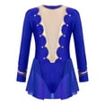 thumbnail image 3 of YEAHDOR Kids Girls Circus Trapeze Show Costume Rhythmic Gymnastics Leotard Dress Long Sleeve Skating Jumpsuit Royal Blue 16, 3 of 7