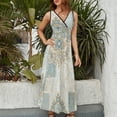 thumbnail image 6 of Elegant Blue Gold Damask Pattern Dress Fashion Boho Beach Long Dresses Female Party Printed Maxi Dress, 6 of 9
