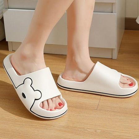 

Aayomet Ladies Slippers Slides for Women Ultra Cushioned Funny Lychee Massage Cloud Slippers White 5.5
