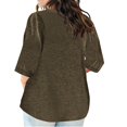 thumbnail image 5 of Stylish Olyvenn Plus Size Tops for Women Solid Summer Tops V Neck Short Sleeve T Shirts Oversized Trendy Dressy Casual Blouses Coffee XL, 5 of 5