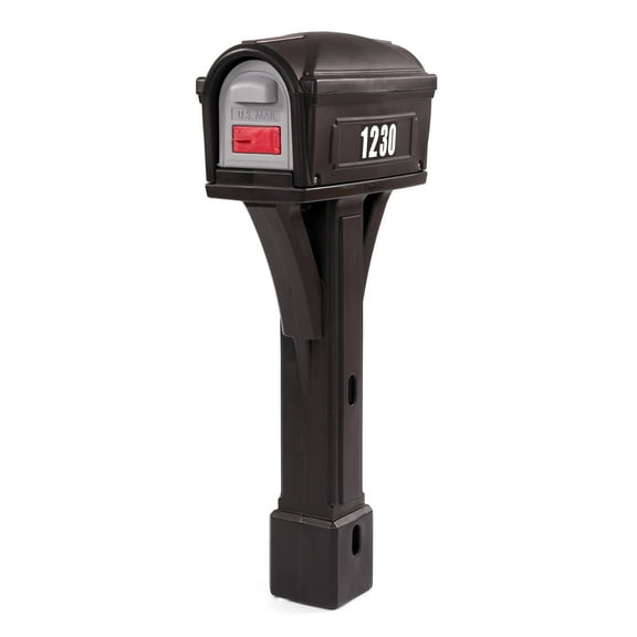 Simplay3 Classic Black Residential Post Mount Mailbox with Traditional Design