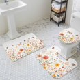 thumbnail image 3 of Watercolor Flower Bathroom Rugs Set Retro Butterfly Non Slip Absorbent Soft Bath Mats 3 Piece Set with Bathroom Rug, U-Shaped Floor Mat, Toilet Seat Cover Large Size, 3 of 9