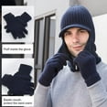 thumbnail image 5 of ZOELNIC 1 Set Unisex Men Women Hat Gloves Plush Lining Autumn Winter Dome Short Brim Beanie Hat Scarf Earflap for Winter Outdoor Sports, Gray, 5 of 9