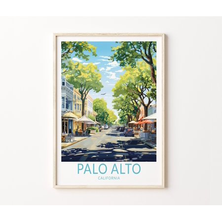 POSTER Palo Alto Travel Poster, Palo Alto San Francisco Travel Wall Decor, California Palo Alto Wall Art, Birthday Travel Gifts, Traveler-UNFRAMED