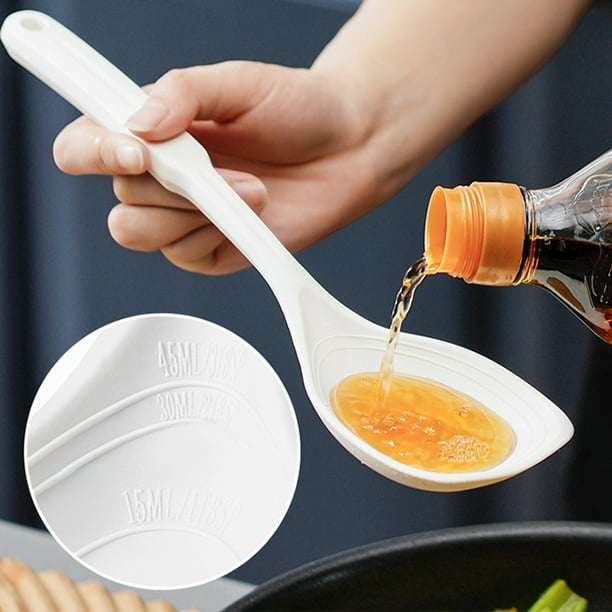 Cuchara medidora de silicona con escala | Herramienta flexible antiadherente para cocinar y servir | Utensilio de cocina resistente al calor para freír, hornear y usar en utensilios de cocina antia