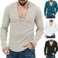 thumbnail image 2 of comerut Men Knit Sweater Deep V Neck Ribbed Long Sleeves Solid Color Slim Fit Soft Warm Fall Winter Casual Male Pullover Top Sweatshirt Knitwear, 2 of 7