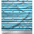 thumbnail image 1 of Soimoi Blue Poly Georgette Fabric Coffee Cup & Stripe Print Fabric by the Yard 42 Inch Wide, 1 of 3