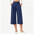 thumbnail image 6 of SwiftWear Women's Dress Work Capri Pants Solid Color Wide Leg Capris Stretch Casual Cropped Pants S-2XL, 6 of 6