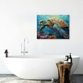 thumbnail image 6 of ZFLMY Turtle Wall Art Beach Bathroom Decoration Blue Sea Animal Canvas Print Coast Painting Sea Turtle Picture Sea Life Nautical Art Bedroom Living Room Home Decoration 20x16in, 6 of 6