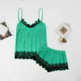 thumbnail image 6 of 2 Piece St Patrick's Day Pajamas For Women, Silk Night Lingerie V-Neck Sleeveless Lace Vest & Short Pant, Casual Plain Sleepwear Nightdress,Size:S, 6 of 6