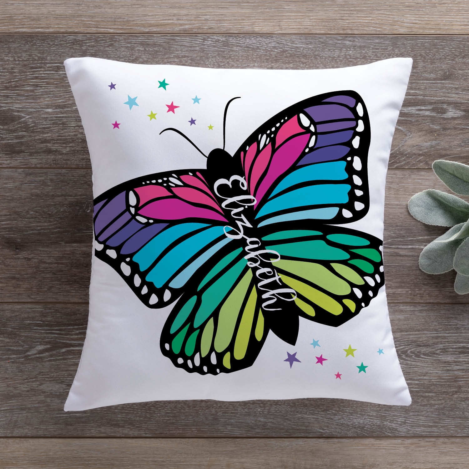 PILLOWS 18" SQUARE MULTICOLOR BUTTERFLY INDOOR OUTDOOR PILLOW 