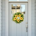 thumbnail image 3 of Guirnalda de Girasol Artificial de Simulación, Guirnalda de Flores, Corona de Puerta de Primavera para Decoración Del Hogar, Festivales, Escaleras, Ch Pequeño Salvador Corona de Girasoles, 3 of 10