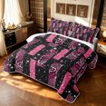 thumbnail image 3 of Manfei Glitter Leopard Print Twin Quilt Set, Old Fashion Abstract Twin Coverlet Set, Pink Black, Black Reversible, 2-Piece, 1 Bedspread and 1 Pillowcase, 3 of 7