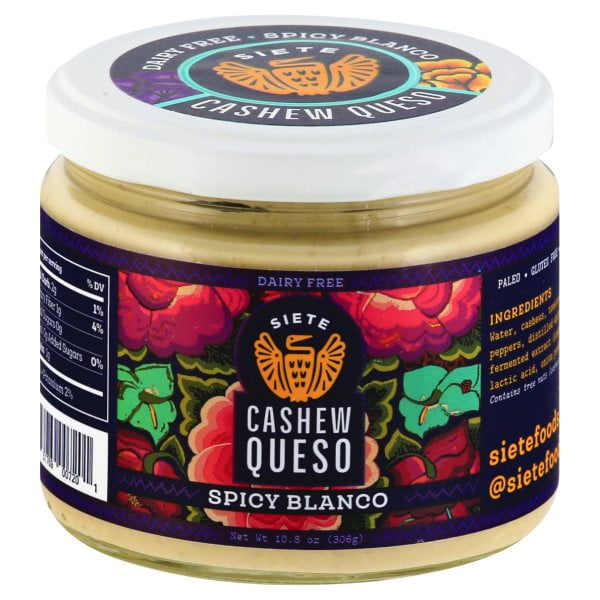 Siete Dairy Free Cashew Queso, Spicy Blanco, 10.8oz Jar