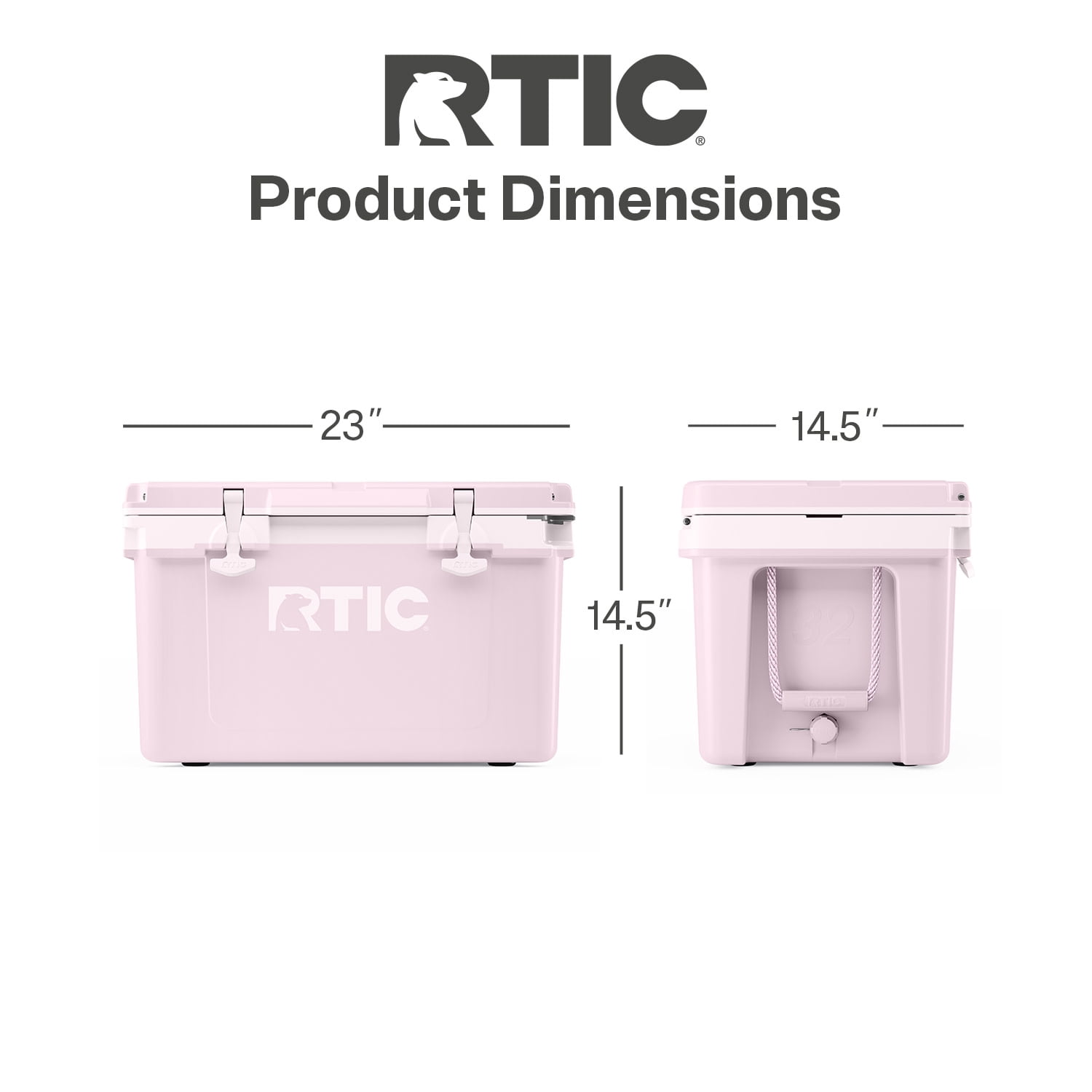 RTIC 32 QT Hard-Sided Ice Chest Cooler, Ultra-Light, Fits 48 Cans, Pale Pink