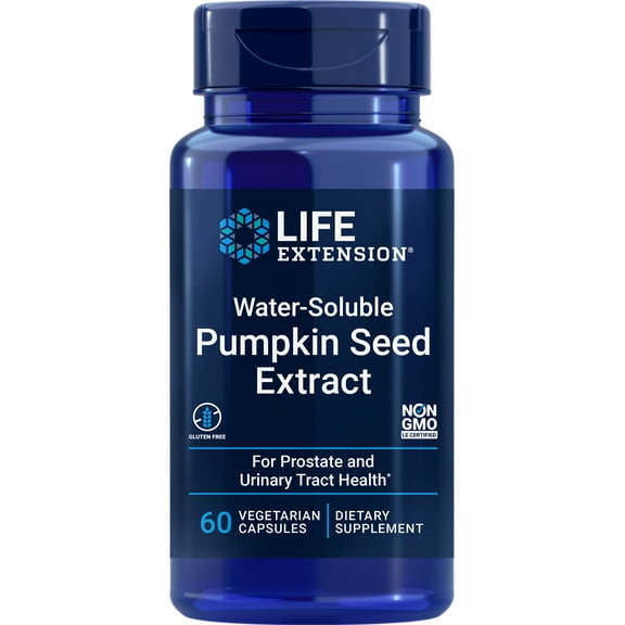Life Extension Water-Soluble Pumpkin Seed Extract - Promotes Prostate & Urinary Tract Health - Gluten-Free, Non-GMO - 60 Vegetarian Capsules