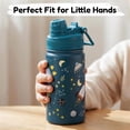 thumbnail image 4 of Hawsaiy 12oz Insulated Kids Water Bottle with Double Drinking Lids, Stainless Steel Water Bottle for School & Outdoor, Blue Planet, 4 of 8