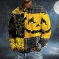 thumbnail image 5 of GrmtClth Mens Novelty Halloween Holiday Polo Tops Long Sleeve Vintage Crack Texture Pumpkin Print Lightweight Comfortable Family Gathering Golf Outfit Shirts Yellow 2XL, 5 of 7