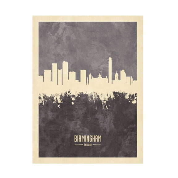 Michael Tompsett 'Birmingham England Skyline Gray' Canvas Art
