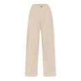 thumbnail image 7 of LLYwey Hiking Leggings Women Deals Clearance Ladies Casual Solid Color Pocket High Waist Straight Leg Pants Casual Pants New Winter Pants Khaki M, 7 of 7
