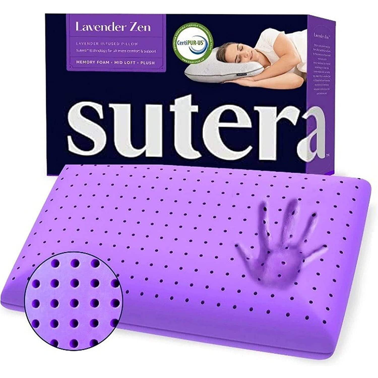 Sutera Plush Zen Bed Pillow, Lavender Scented Cooling Adaptive Memory Foam Queen