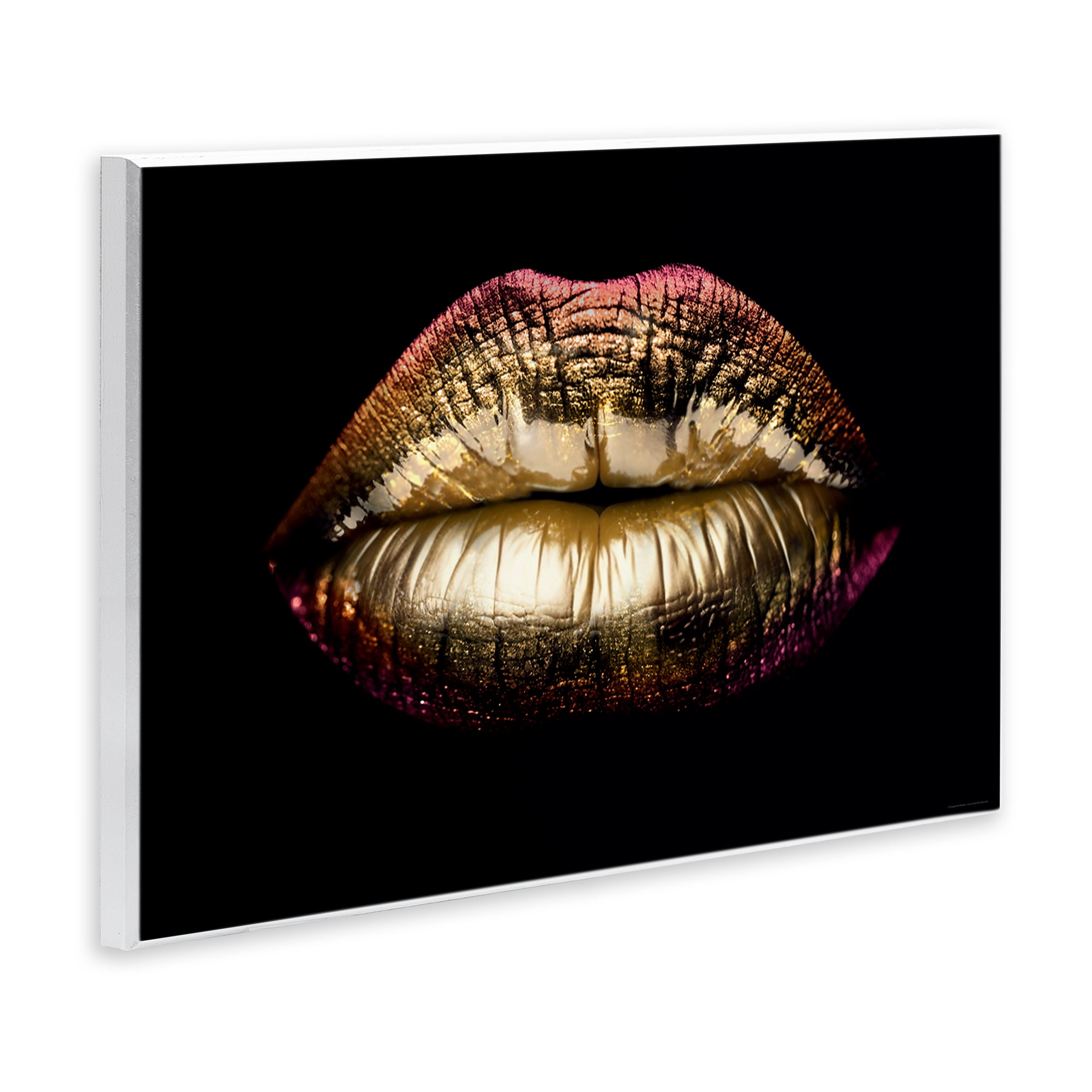 Stupell Industries Pink & Gold Lipstick Fashion Painting Unframed Art Print Wall Art, 15 x 10