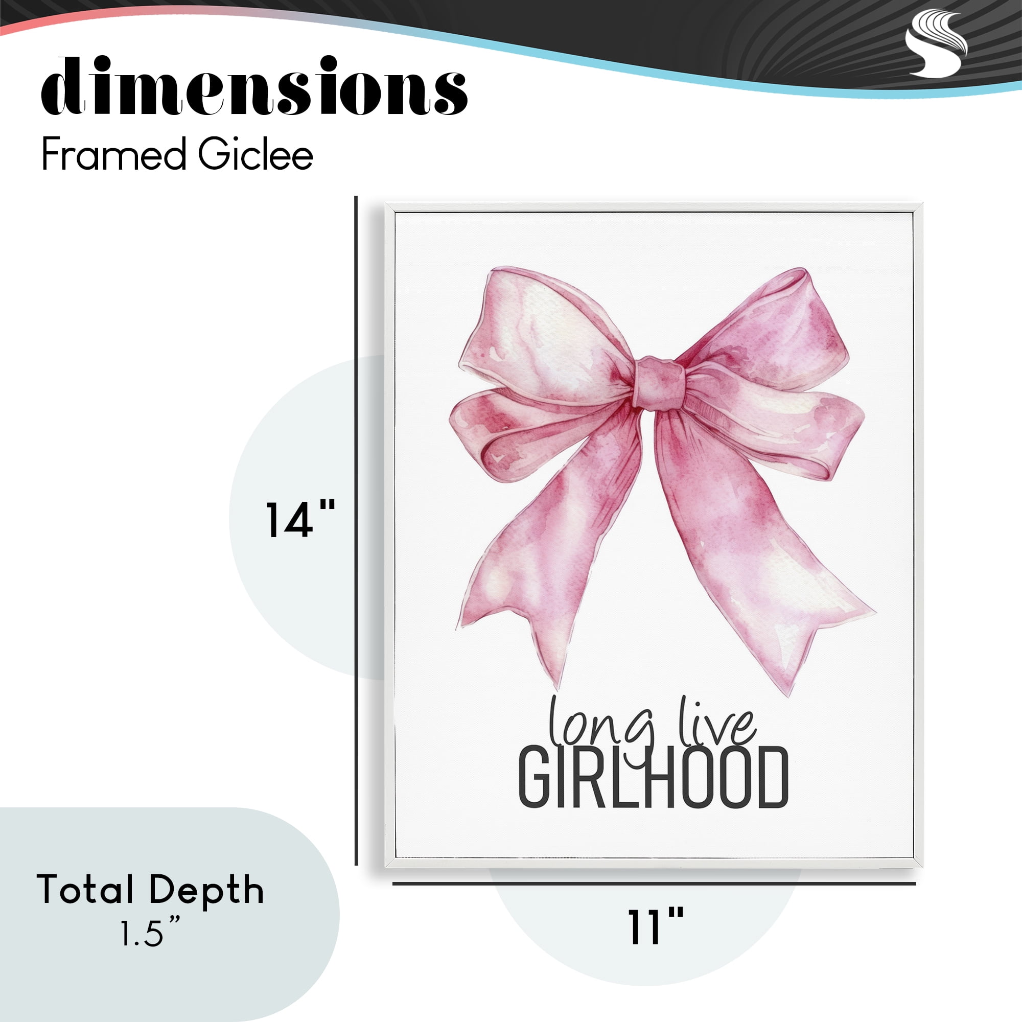 Long Live Girlhood White Framed Giclee Art, design by Kim Allen