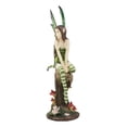thumbnail image 2 of Ebros Whimsical Peppermint Elf Fairy Sitting On Tree Stump Statue 9.5"Tall Mythical Tribal Holiday Faerie Fantasy Sculpture, 2 of 5