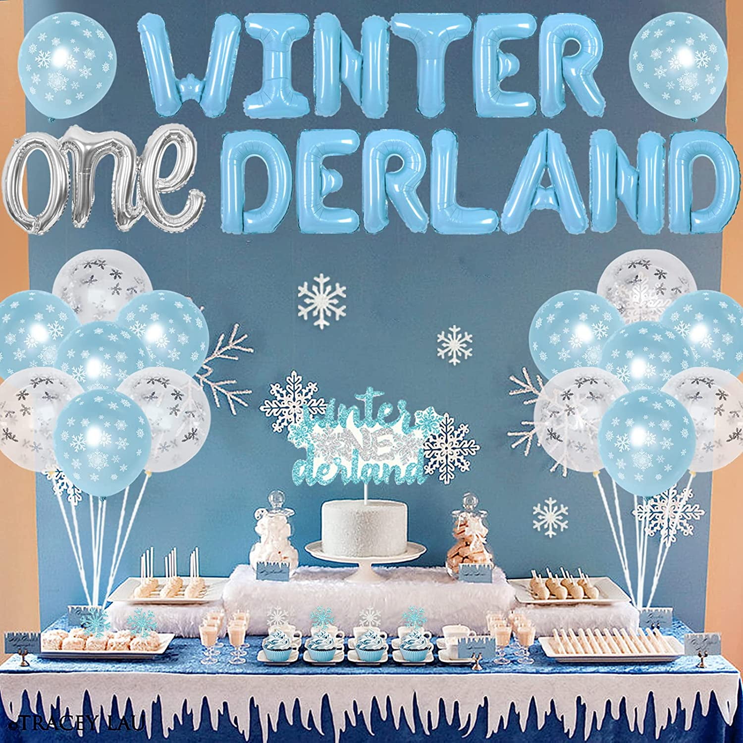 Onederland Snowflake Winter 1st Birthday Favor Stickers (Blue) –  Distinctivs Party