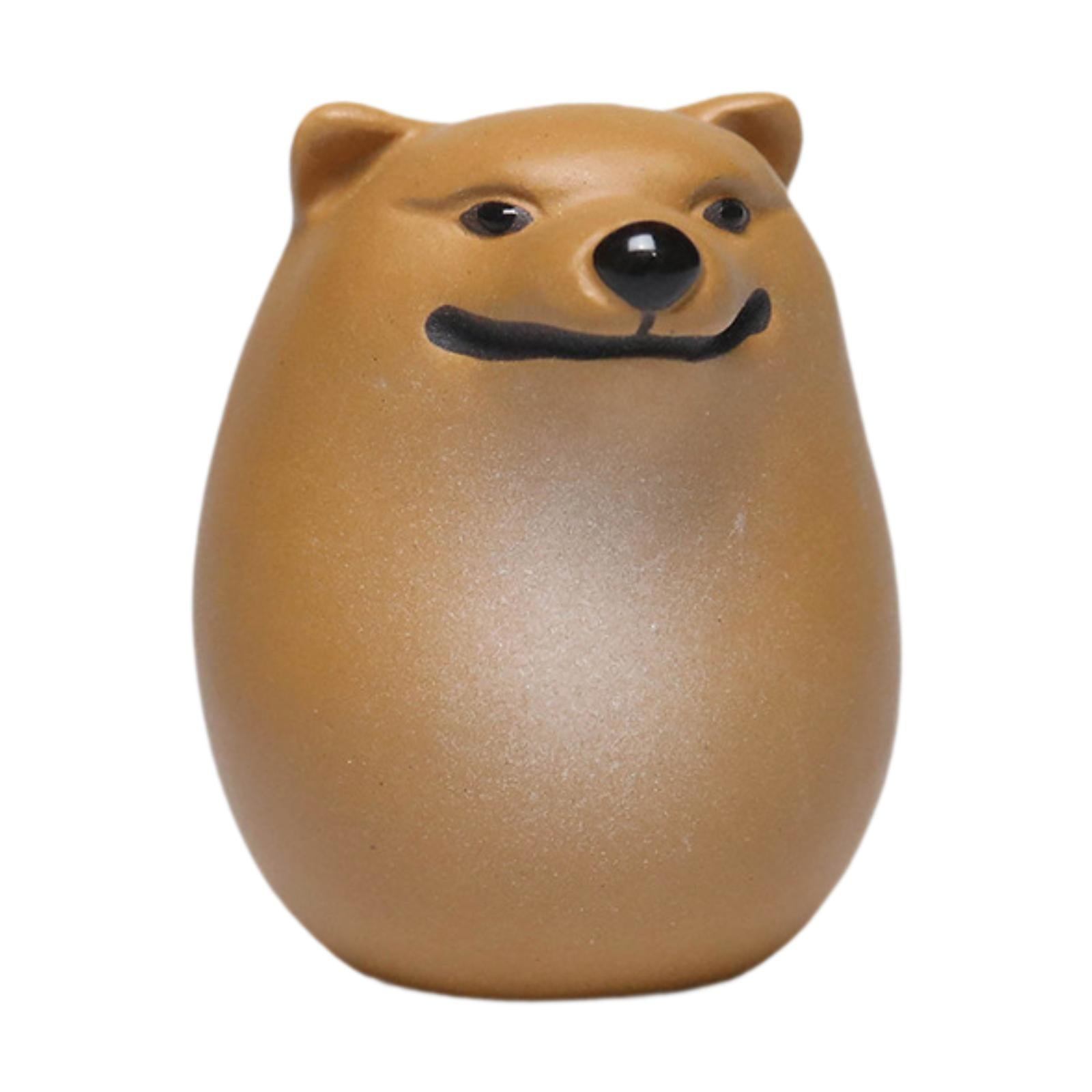 Esquirla Clay Mini Figurine Dog Shiba Inu Tea Pet Cute Lovely Decorative Animal Sculpture Miniature Statue for Car Shelf Home Tabletop