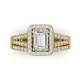 thumbnail image 2 of 1.57 ct Brilliant Emerald Cut Zircon 18K Yellow Gold Halo Solitaire with Accents Engagement Bridal Wedding Ring Band Set size 6.5, 2 of 7