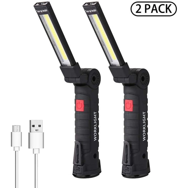 2 Lampes de Travail DEL Rechargeables avec Base Magnétique et 5 Modes