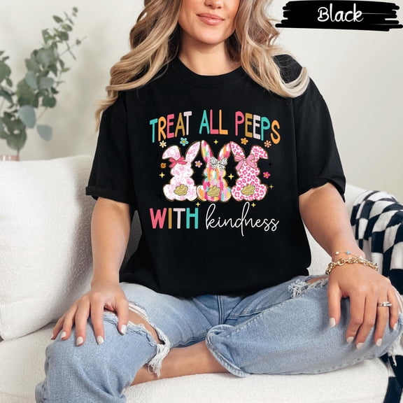 BandRole Treat All Peeps With Kindness Shirt, Cute Teacher Easter Shirt, Easter Gift for Teachers, Teacher Spring Outfit