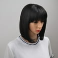 thumbnail image 4 of Natural Short Straight Wig Synthetic Hair For Women 40cm Heat Resistant Female Fake Hair With Bangs Mapof Beauty Short Liu Hair Wig Black, 4 of 6