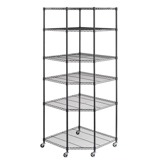 GoDecor 6-Tier Wire Shelving Rack Corner Unit Storage Adjustable Shelf Commercial Black