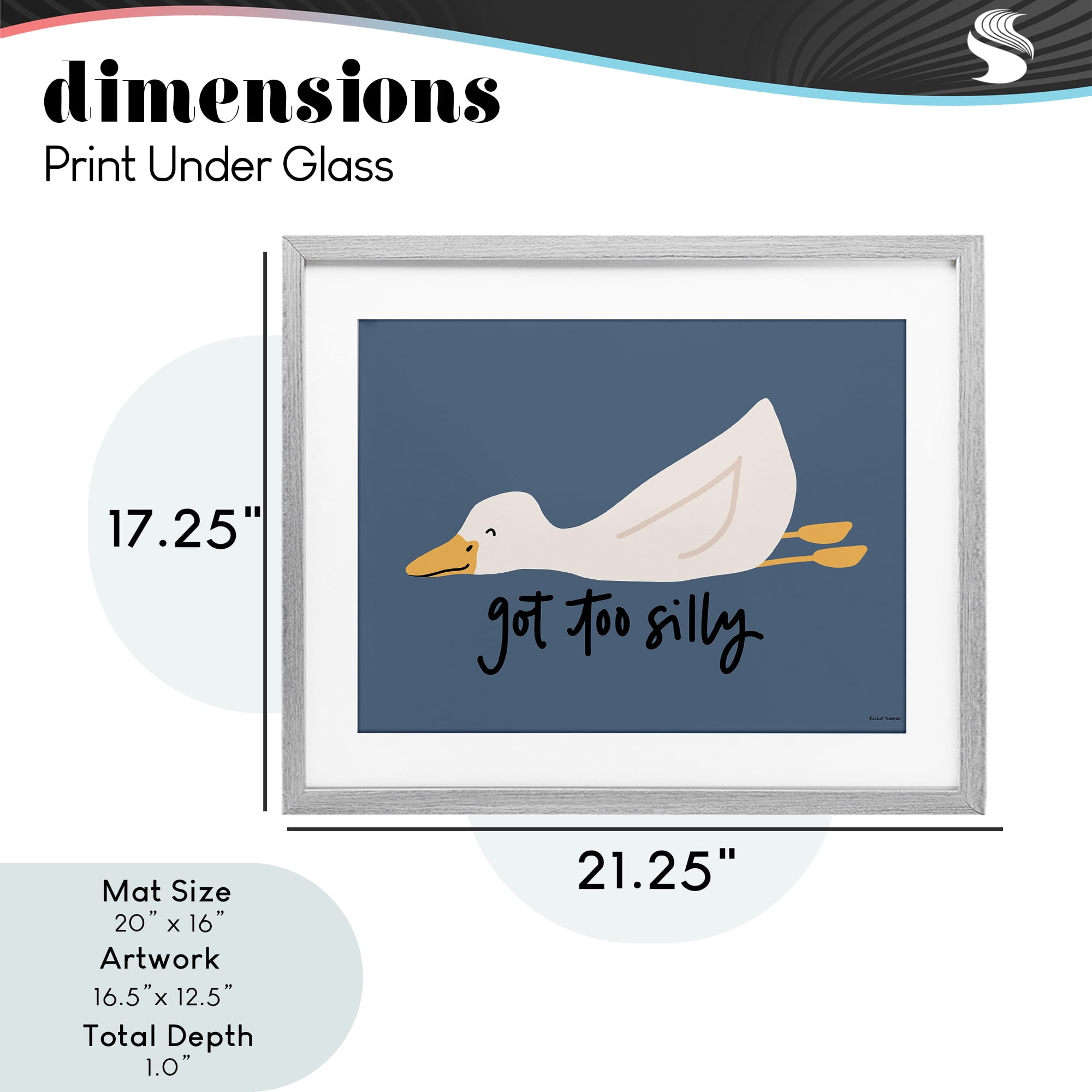 Stupell Industries Got Too Silly Duck Gray Framed Print Under Glass, design by Rachel Nieman