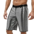 thumbnail image 2 of Shiny Metallic Wet Look Sequin Shorts for Men Summer Elastic Waist Straight Leg Sparkly Sequin Shorts with Pockets, 2 of 4